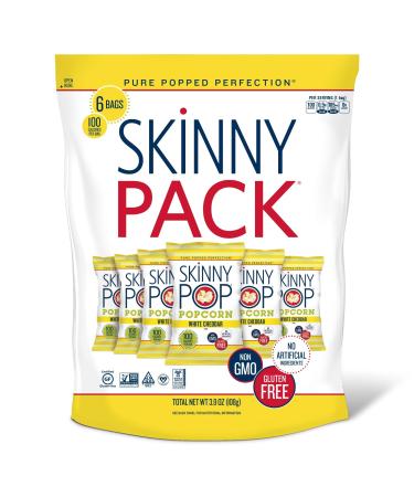 SkinnyPop Popcorn, Gluten Free, Non-GMO, Healthy Snacks, Easter Snacks, Skinny Pop Dairy Free White Cheddar Popcorn Snack Packs, 0.65 Oz Individual Size Snack Bags (6 Count) 6 Count (Pack of 1)