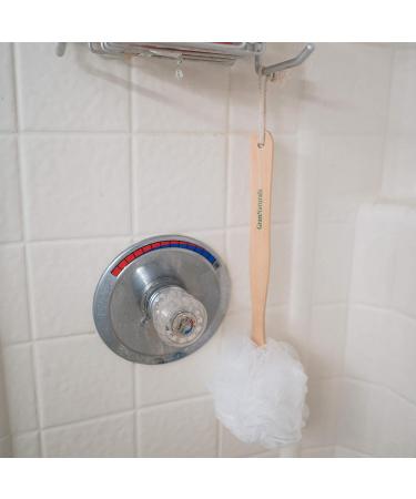 Long Handled Shower Loofah on a Stick Body & Back Scrubber - Bath Sponge Brush with Wood Handle for Men & Women - Easy Reach Lotion Applicator - 1 Count - Buy Online on SooperMarket.com