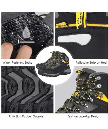 GRITION Men's Waterproof Hiking Boots - Lightweight Ankle High Outdoor Shoes 10.5 Yellow - Buy Online on SooperMarket.com