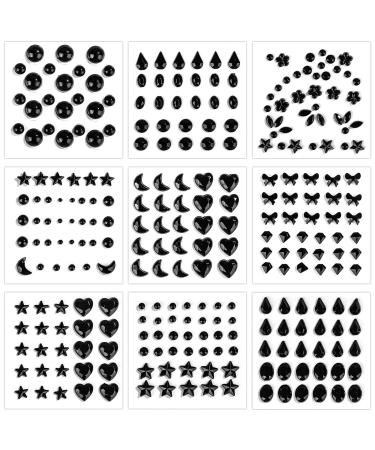 9 Sheets Face Gemstone Stickers Self Adhesive Rhinestones Face Diamonds Jewels Gems Stick on Rhinestone Embellishment Stickers for Makeup Party Festival