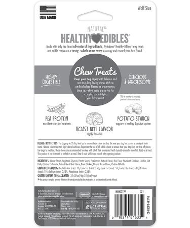 Nylabone Healthy Edibles All-Natural Beef Dog Chew Treats 2 Count - Medium/Wolf Size - Buy Online on SooperMarket.com