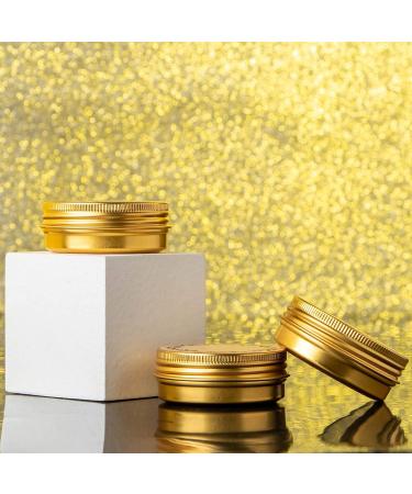 Buy 1 oz Screw Top Aluminum Tin Jar with Lid & Labels - Gold Pack of 32 | International Shipping Available - Buy Online on SooperMarket.com