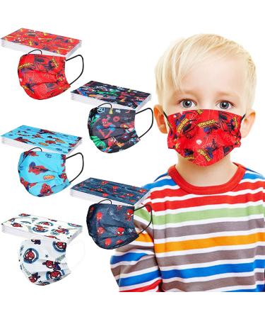 50PCS Kids Face Masks | Earloop Protective Breathable Children's Face Mask | Fun Zzx Spider Design - Buy Online on SooperMarket.com
