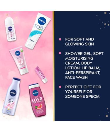 NIVEA Pamper Me With Care Gift Set (6 Products) Women's Gift Set with Shower Gel Moisturising Cream Body Lotion Lip Balm Anti-Perspirant Roll-On and Cream Wash - Buy Online on SooperMarket.com