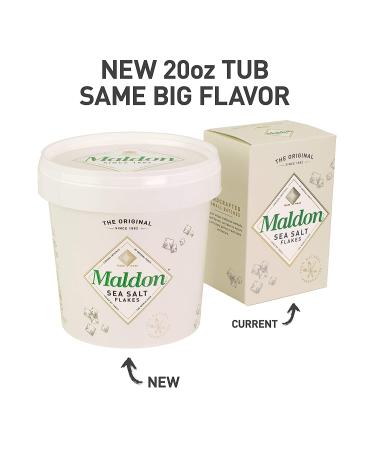 Maldon Sea Salt Flakes 20 oz Resealable Tub - Kosher Handcrafted Gourmet Salt Crystals - Buy Online on SooperMarket.com