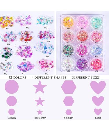 Ownest 12 Colors Holographic Chunky Glitter Gel Set - Christmas Party Makeup for Face, Body, Eyes, Lips, Hair, and Nails - Festive Chunky Glitter Eyeshadow - Mixable Formula, No Glue Needed - Buy Online on SooperMarket.com