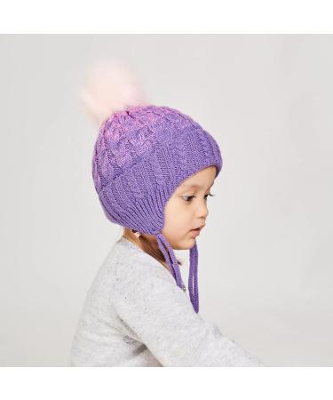 LANGZHEN Toddler Winter Hat Earflap Knit Cap for Baby Boys Girls 2-4 Years - Purple - Buy Online on SooperMarket.com