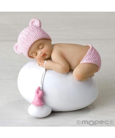 Mopec Y944.2 Cake Figure Baby Girl for Baptism - Pink 7.5x8cm | Perfect Christening Decor - Buy Online on SooperMarket.com