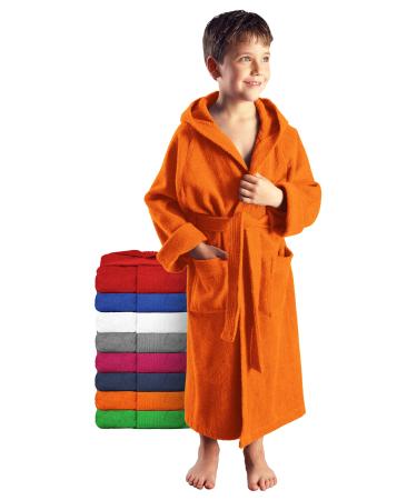 Arus children's bathrobe with hood for boys and girls 100% cotton terry (380 g/m ) long eco-tex certified large color selection 128 orange