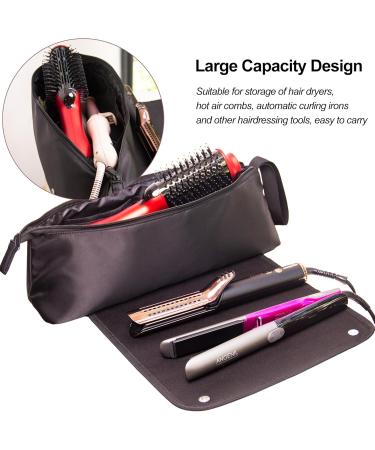 ANGENIL Large Capacity Hair Tools Travel Bag | Heat Resistant Mat for Flat Irons & Curling Irons | Portable 2-in-1 Hot Tool Mat Bag - Black - Buy Online on SooperMarket.com