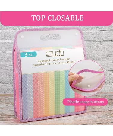 Caydo Pink Scrapbook Paper Storage Organizer for 12x12 Sheets with Transparent Handle - Buy Online on SooperMarket.com
