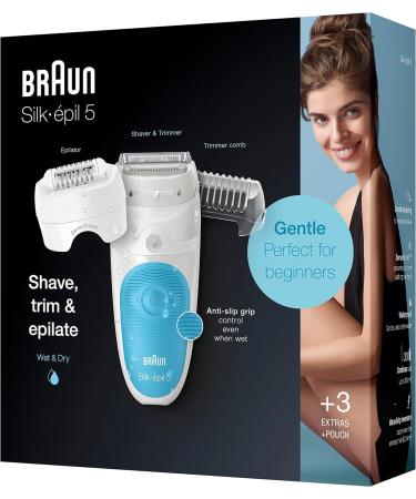 Buy Braun Silk- pil 5 Epilator for Women | Hair Removal & Shaving Attachment - 5-605 White/Turquoise - Fast International Shipping - Buy Online on SooperMarket.com