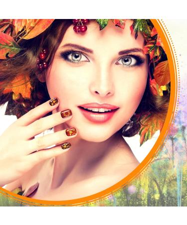 384 Pcs Fall Thanksgiving Press On Nails - Autumn Floral Pattern - Short Coffin Shape - Full Cover Fake Nails for Women - Buy Online on SooperMarket.com
