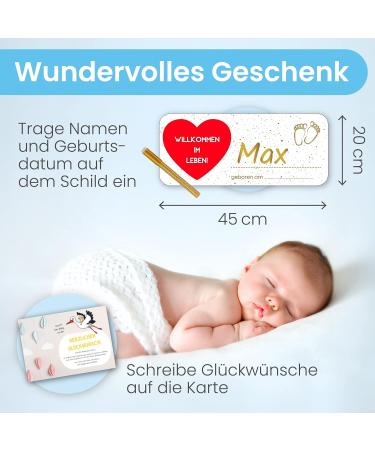Gl cksgut Rattierorch Baby Blue 5-Part Set | Birth Stork with Wooden Stick Name Tag Greeting Card & Pen | Perfect Birth Gift for Baby Boy - Buy Online on SooperMarket.com