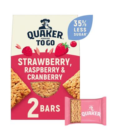 Quaker Porridge To Go Breakfast Bars Strawberry Raspberry & Cranberry Flavour 2x55g (Case of 6)