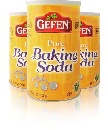 Gefen Pure Baking Soda, 12oz (3 Pack) In Resealable Container, Total of 2.25lb, 100% Sodium Bicarbonate