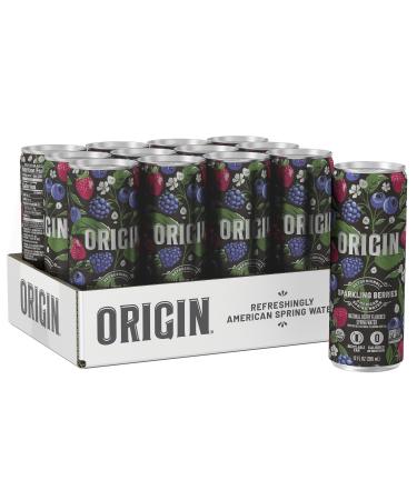 ORIGIN Organic & Non-GMO Berry Flavor Sparkling Water 12 Fl Oz Recyclable Aluminum Cans (12 Count) Berry 12 Fl Oz (Pack of 12)