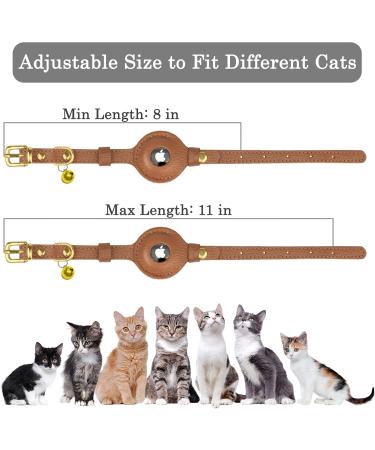 Oopsdoggy Leather Airtag Cat Collar with Bells - Durable Light GPS Collar for Cats & Small Dogs - Apple Airtag Holder - Perfect for Puppies (Light Brown) - Buy Online on SooperMarket.com