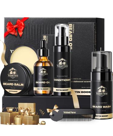 Waking Forest Beard Growth Kit - Luxury Care for Men with Beard Oil (2oz) Wash Conditioner Balm and Comb