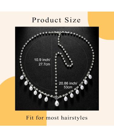 YAEISM Silver Head Chain Pearls Pendant Headpiece Sparkly Rhinestone Boho Headpiece Shiny Tassel Hair Chain Bridal Party Costume Hair Accessories for Women and Girls - Buy Online on SooperMarket.com