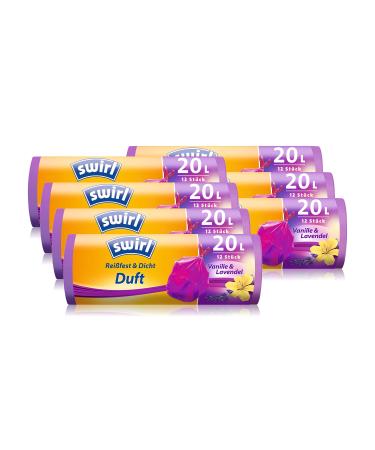 Swirl scented garbage bags vanilla-lavender with drawstring 20 liters 7 rolls with 12 bags 20 liters each (45 x 50 cm)