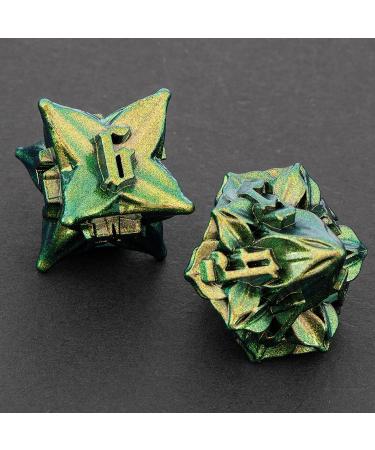 KERWELLSI Metal Dice Set - Unique Leaf Design D&D Dice with Cool Box | Handmade Polyhedral Dice for RPG Games - Buy Online on SooperMarket.com