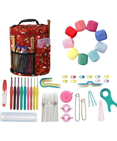 Qukou Yarn Storage Portable Bag - Red | Knitting Projects Organizer for Yarns, Crochet Hooks, and Needles - Buy Online on SooperMarket.com