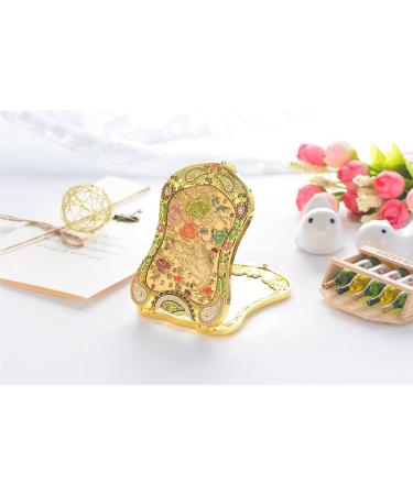 Jinvun Antique-Like Gold Peacock Compact Mirror - Durable Travel Purse Makeup Mirror | Vintage Design, Shield Shape, Magnification | Unique Jewellery Gift - Buy Online on SooperMarket.com