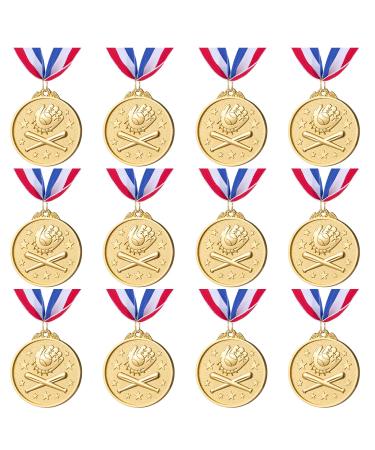 Abaokai 12 Pieces Gold Award Medals for Kids Sports Baseball Games, Party Favors, 2 Inches