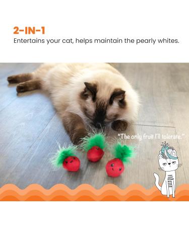 Petstages Straw-Babies Dental Care Toy for Cats | Catnip-Infused Mesh Material | Pack of 3 Pink Strawberries - International Shipping Available - Buy Online on SooperMarket.com