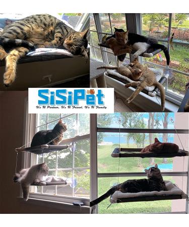 Cat Window Perch Deluxe Double Layer with Free Fleece Blanket & Toys | Large Cat Hammock for 55 lbs Cats | Space-Saving Sunbathing Bed - Buy Online on SooperMarket.com