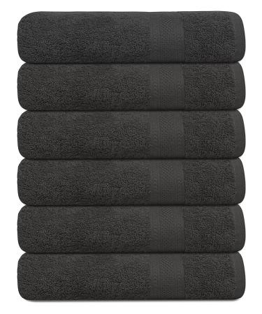 KAHAF COLLECTION 100% Cotton Bath Towels, Grey 24x48 Pack of 6 Towels, Quick Dry, Highly Absorbent, Soft Feel Towel, Gym, Spa, Bathroom, Shower, Pool, Luxury Soft Towels Light-Weight 24x48 - 6 PACK Grey
