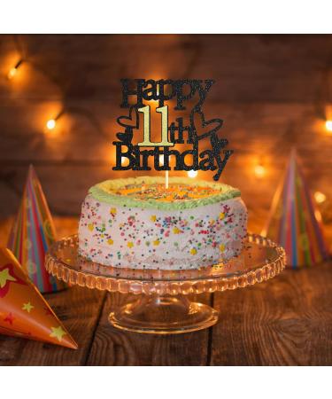 Sumerk Glitter Happy 11th Birthday Cake Toppers 11th Cake Topper 11th Birthday Cake Decorations Party Supplies for Boys Girls - Pack of 1 - Buy Online on SooperMarket.com