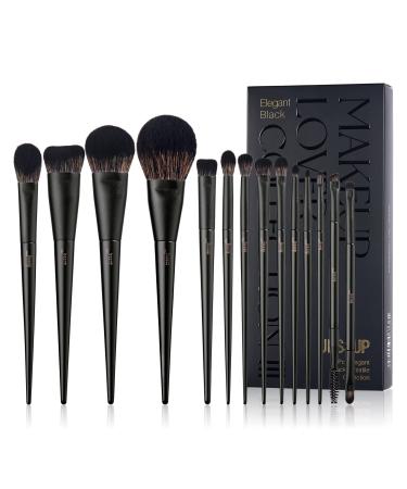 Makeup Brushes Set Jessup Make up Brushes 14Pcs Black Kabuki Foundation Eyeshadow Contour Concealer Powder Eyeliner Crease Eyebrow Blending Brush T336 B-T336
