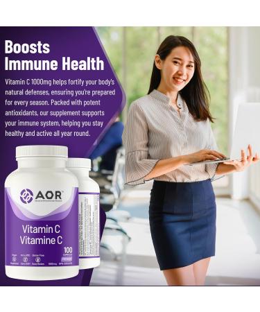 AOR - Vitamin C 1000mg 100 Capsules - Essential Ascorbic Acid Supplement - Promotes Overall Wellness - Supports Bones Gums & Teeth - Non-GMO Vegan - Ideal for Daily Health Maintenance - Buy Online on SooperMarket.com