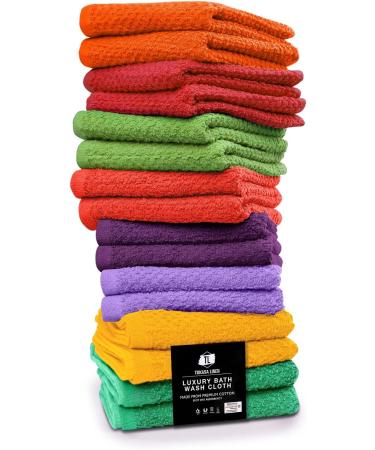 Tukasa Linens 16 Pack Cotton Washcloths - 12x12 Inches - Highly Absorbent Face and Body Towels - Multipurpose and Lightweight - Travel and Bath Towel - Multi-Color - Buy Online on SooperMarket.com