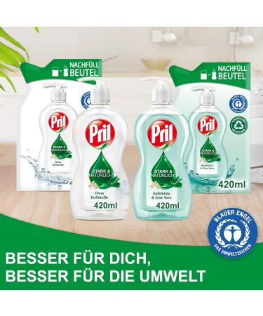 Pril Fragrance-Free Dishwashing Detergent 420 ml - Sensitive High Fat Cleaning Power Blue Angel Certified Refillable Pump - Buy Online on SooperMarket.com