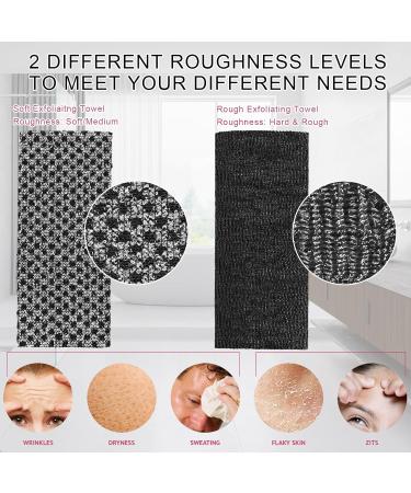 Exfoliating Washcloth Set - 2 African Net Shower Towels & Japanese Face Sponges for Ultimate Body Care Black Loofah Scrubber for Exfoliation - Buy Online on SooperMarket.com