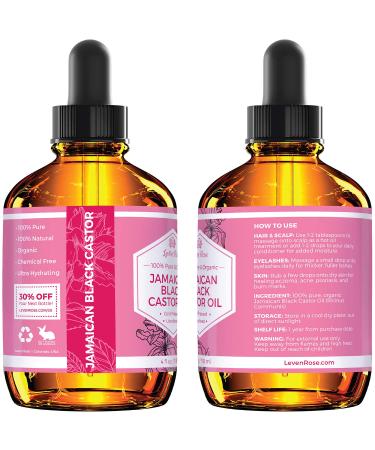 Leven Rose Jamaican Black Castor Seed Oil - 100% Natural Hair Growth Serum & Scalp Treatment - 4 oz - Buy Online on SooperMarket.com