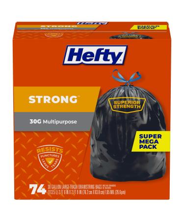 Hefty Strong Large Trash Bags, 30 Gallon, 74 Count 74 Count (Pack of 1)