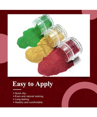 Christmas Dip Powder Set - Red Green Golden Glitter - No Lamp Cure - Fine Dipping Powder - Even & Smooth Finish - 6pcs-10g/box - Buy Online on SooperMarket.com