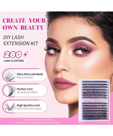 DIY Eyelash Clusters Extensions Kit - Individual False Lashes with Bond & Seal Comfortable & Soft At Home Applicator - 280pc D030 & D040 - Buy Online on SooperMarket.com