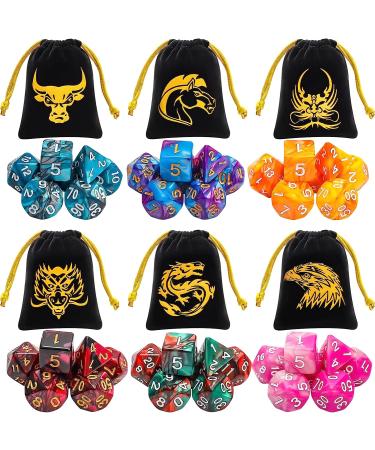 DND Dice Set 42 pcs - 6 Sets Double-Color Polyhedral Dice with Bag for D&D, RPG, MTG - Great for Table Games - Buy Online on SooperMarket.com