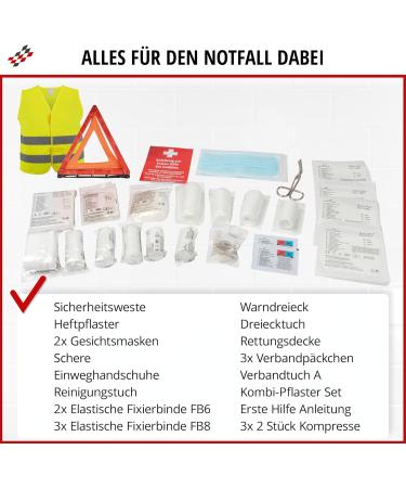 Walser 2024 Car Bandage Pocket - STVO Compliant 3-in-1 First Aid Set with Breakdown Triangle & Warning Vest | DIN 13164 Approved - Buy Online on SooperMarket.com