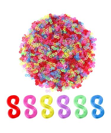 SAVITA 1500pcs S Clips for Rubber Band Bracelets, Colorful Loom Band Clips S Hooks for Loom Bracelets Plastic Loom Bracelet Connectors for DIY Craft Making
