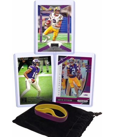 Justin Jefferson Rookie Cards Assorted 3 Card Gift Bundle - Minnesota Vikings Football Trading Cards