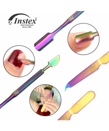 INSTEX Professional Cuticle Nail Scissors & Files Set | Curved Steel Blade for Thick Toenails & Manicure Pedicure | Men Women Beard Nose Trimming | Blue Multicolour - Buy Online on SooperMarket.com
