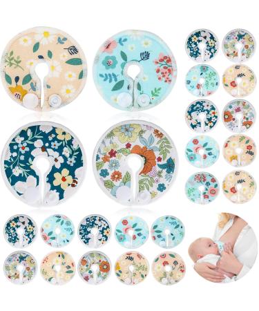 32 Pieces G Tube Pads Holder Cotton Pads for Feeding Support Abdominal G Tube Button Covers Reusable Feeding Tube Supplies Soft G Tube Covers for Breastfeeding Nursing Care, 4 Designs (Floral)
