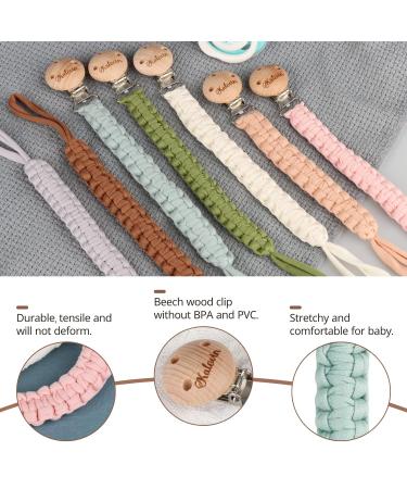 Handmade Braided Cotton Pacifier Clips for Boys & Girls - 11 Inch Holder with Wooden Clips | Fits All Pacifiers & Teething Toys | 3 Pack (PlumGrayPink) - Buy Online on SooperMarket.com