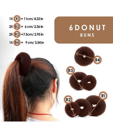 Andlane Donut Hair Bun Maker Set - 6 Sock Bun Makers, Spin Pins, Elastic Bands, Bobby Pins & Hair Comb Kit - Buy Online on SooperMarket.com